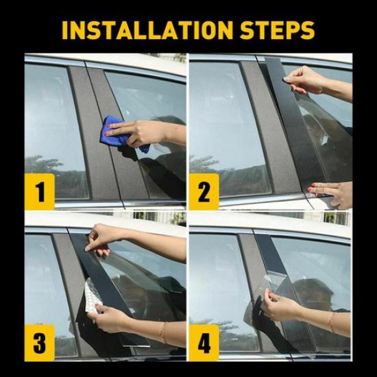 6pcs Black Pillar Post for 2018 - Accord Honda Window Door Trim Cover US