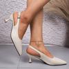 2026 Summer New Brand Women Sandal Fashion Pointed Toe Shallow Ladies Elegant  Slingback Shoes Thin Med Heel Pumps