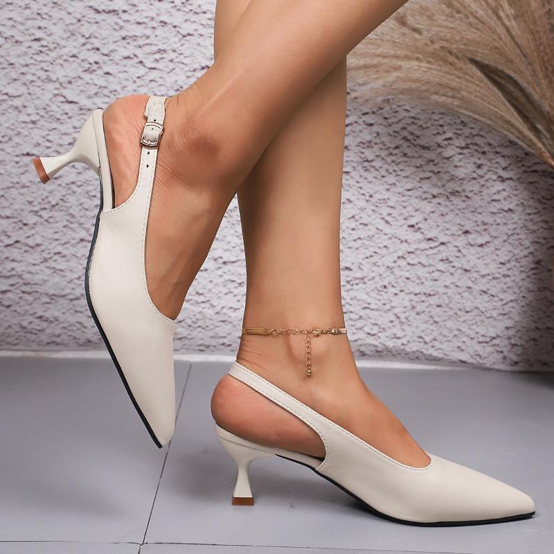 2026 Summer New Brand Women Sandal Fashion Pointed Toe Shallow Ladies Elegant  Slingback Shoes Thin Med Heel Pumps