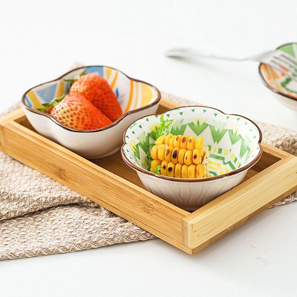 Bohemian Style Dipping Sauce Dish Underglaze Color Seasoning Dish Soy Sauce Vinegar Dish Household