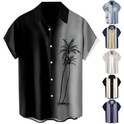 Havajská košeľa pre mužov, pánske vintage košele na bowling s krátkym rukávom, letná plážová košeľa