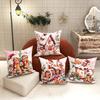 Christmas Gingerbread Man Pillow Case Cute Cookie Train House Print Soft Polyester Square Cushion Cover For Holiday Decor
