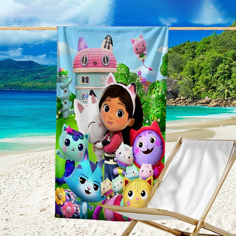 1pc Gaby's Bubble House2 Beach Towel, Beach and Seaside Swimming Pool Equipment, Fashion Pattern, Rectangular, Travel Essentials