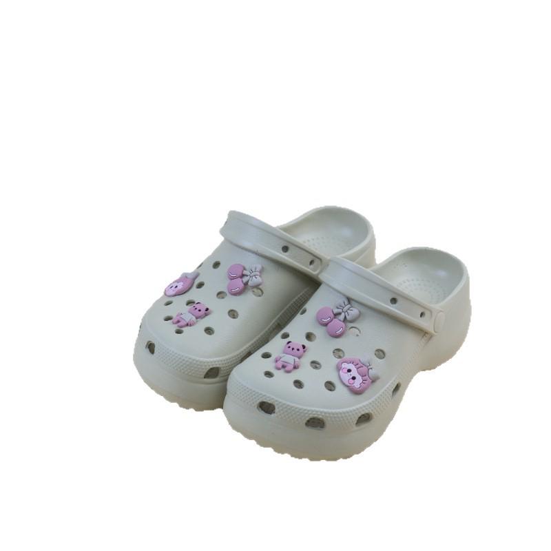 

Детские сандалии Crocs с закрытым носком, 2 способа ношения: Мягкие, пляжные, комнатные, уличные повседневные шлепанцы. 32-33 белый