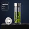 SX Transparent Double-Layer Glass Tea Infuser Bottle, Business Black 350ml