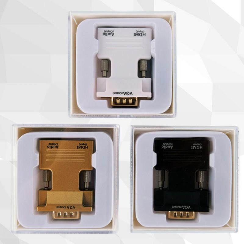 HDMI-kompatibel Hona till VGA Hane Omvandlare Med Ljudadapter Stödjer 1080P Signalutgång Omvandlare