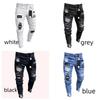 Europäische und amerikanische trendige Hip-Hop Ripped Badged Skinny Jeans für Herren