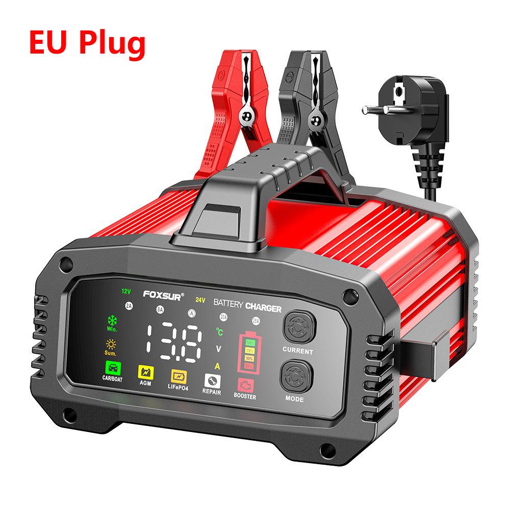 EAFC 12V 24V 25A Car Battery Charger with Booster Portable Smart Pulse Repairfor for Cars LiFePO4 Truck Boat