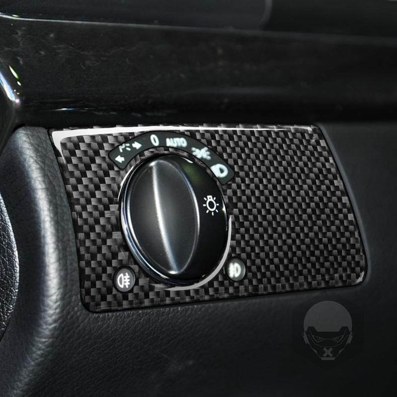 For Benz E-Class W211 2003-2009 Real Carbon Fiber Modification Headlight Switch Trim Cover Interior Car Accessories Sticker
