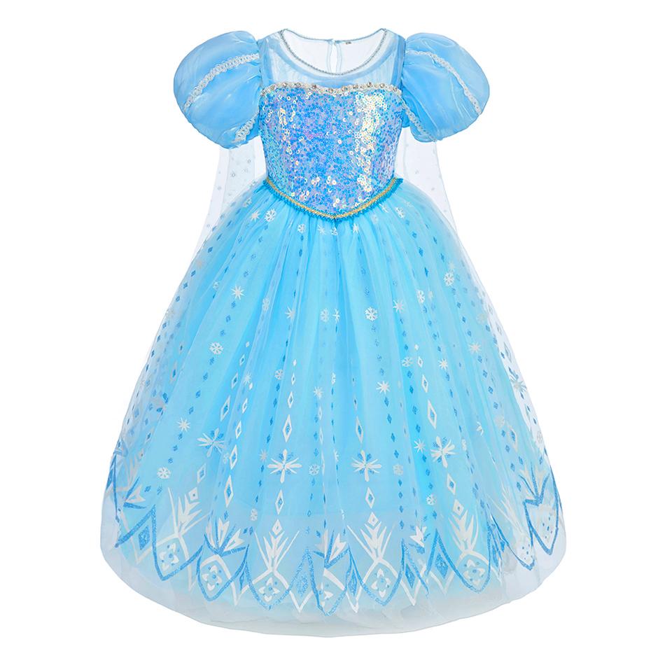 Children Princess Fancy Costume Elsa Party Carnival White Dress Up for Girl Christmas Birthday Cosplay Belle Snowflake Vestidoes