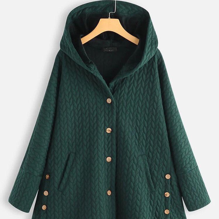 Damen Herbst- und Winter-Mittelmantel mit Kapuze, Lässige Warme Damen Baumwollwattierte Jacke Oberteile