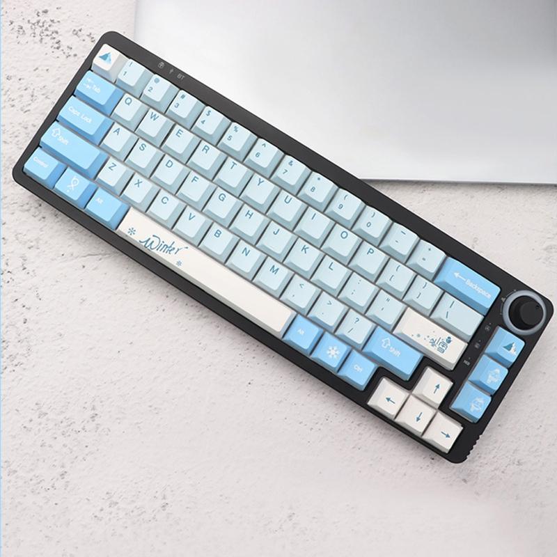 136 Keys  Profile Keycaps PBT 5 Sides DYE SUB Blue Snow Keycap For K61/64/68/84/980 Mechanical Keyboard for Key C