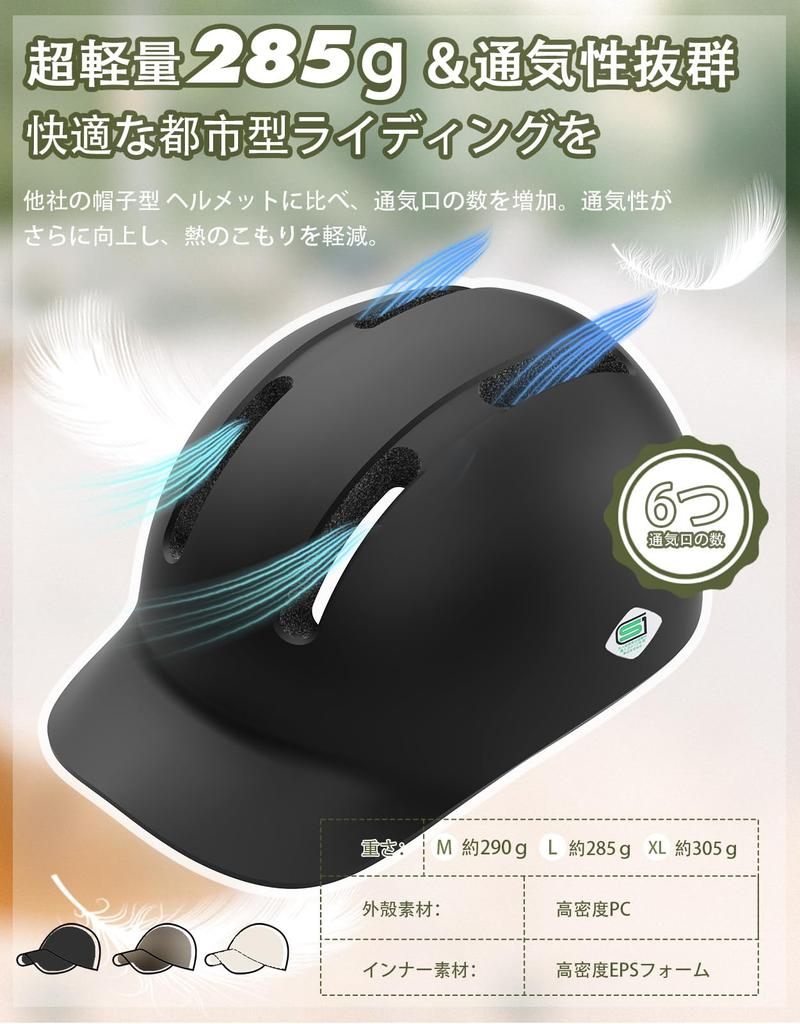 Bicycle Cap for Adults and SG Standard EN1078 High Breathable Stylish Cap Suitable for City and Adjustable Matte Black SG CertifiedIssufel Helmet,