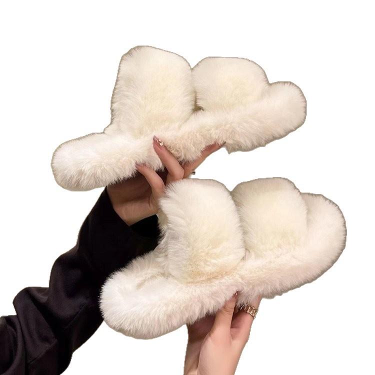 Internet-Promi Schuhe Winter flauschige Hausschuhe Damen 2025 Herbstmodelle dicksohlige flauschige Outdoor-Bekleidung flauschiger Mopp Mode Zuhause Plüsch Baumwollmopp Baumwoll