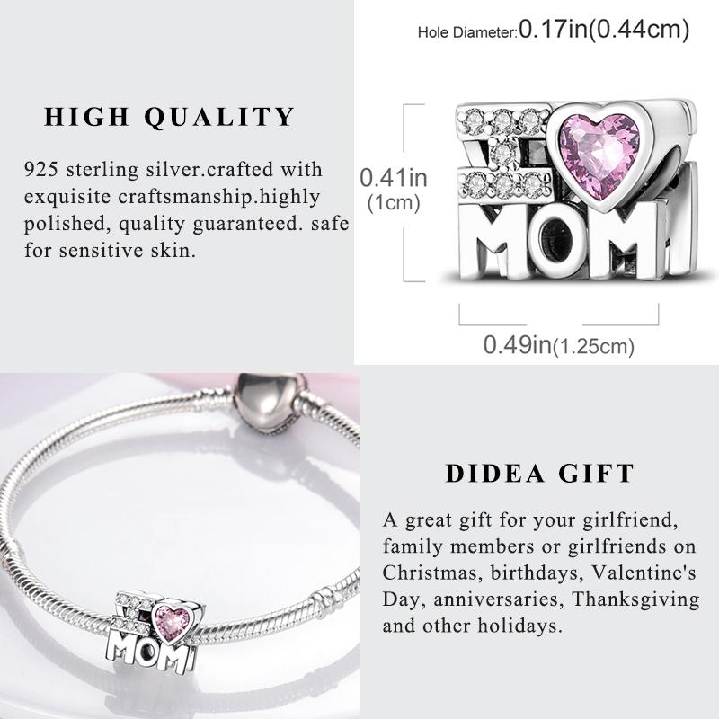 New 925 Silver Charms Beads Love Heart Pink Original Charm Pendant Fit Charm Bracelets DIY Jewelry Birthday Gift