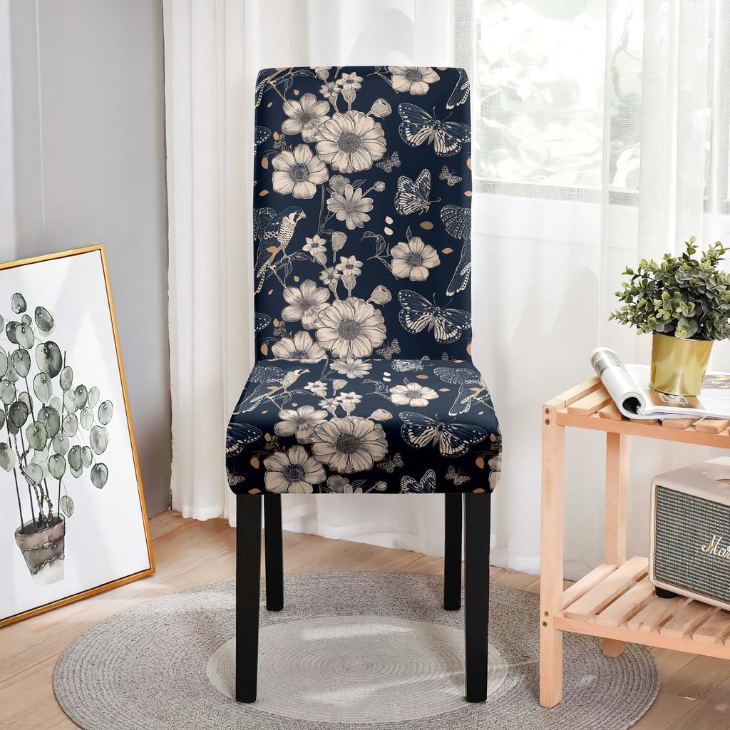 Minimalist Printed Chair Cover Botanical Floral Pattern Non-Slip Odorless Seat Cover Home Hotel Universal Elastic Chair Cover