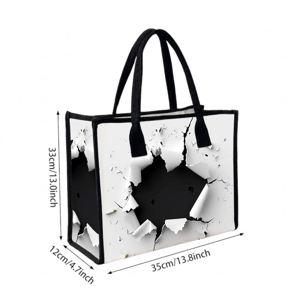 Creative Torn Effect Tote Bag Fashion Casual Portable Large Capacity Daily Shopping Commute Handbag