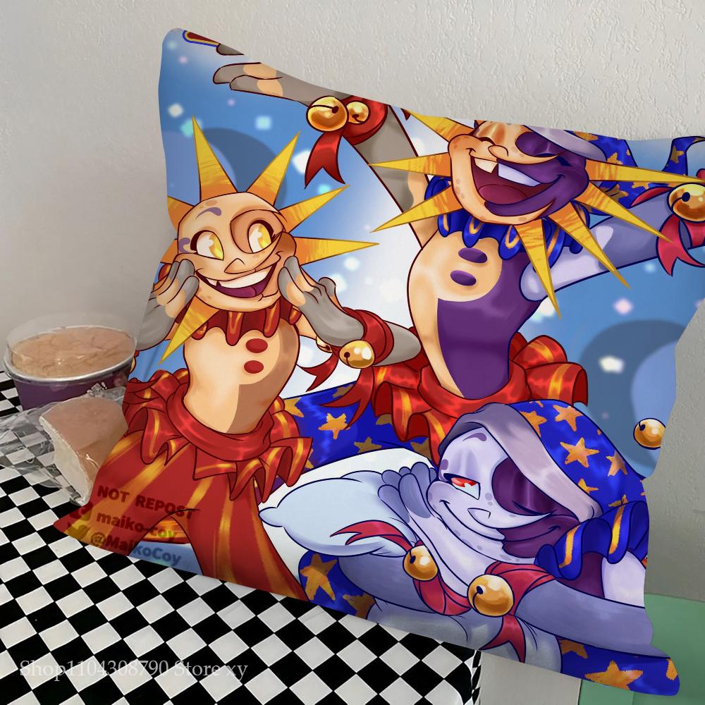Sundrop And Moondrop Fnaf Pillow Case Square Pillow Bedroom Sofa Leisure Comfort Cushion Car Living Room Home Decoration