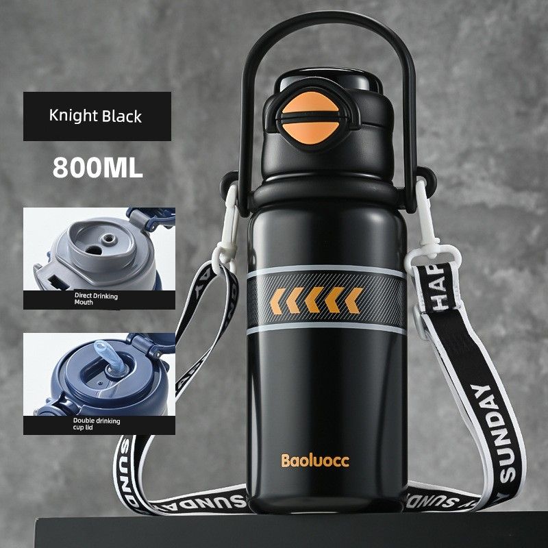 Travel Handle Insulated Thermos Large Capacity Thermos Cup for Women with High Aesthetic Value, Thermos Cup with Straw, 316 Stainless Steel Water Cup