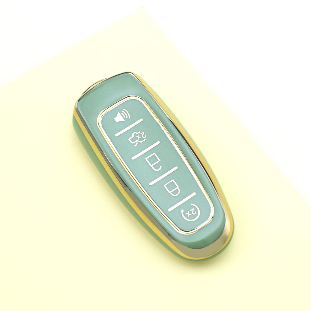 5 Buttons Fashion Gold Edge TPU Remote Key Cover For Ford Edge Escape Expedition Explorer Focus Taurus Flex C-MAX Fob Case Shell Protector