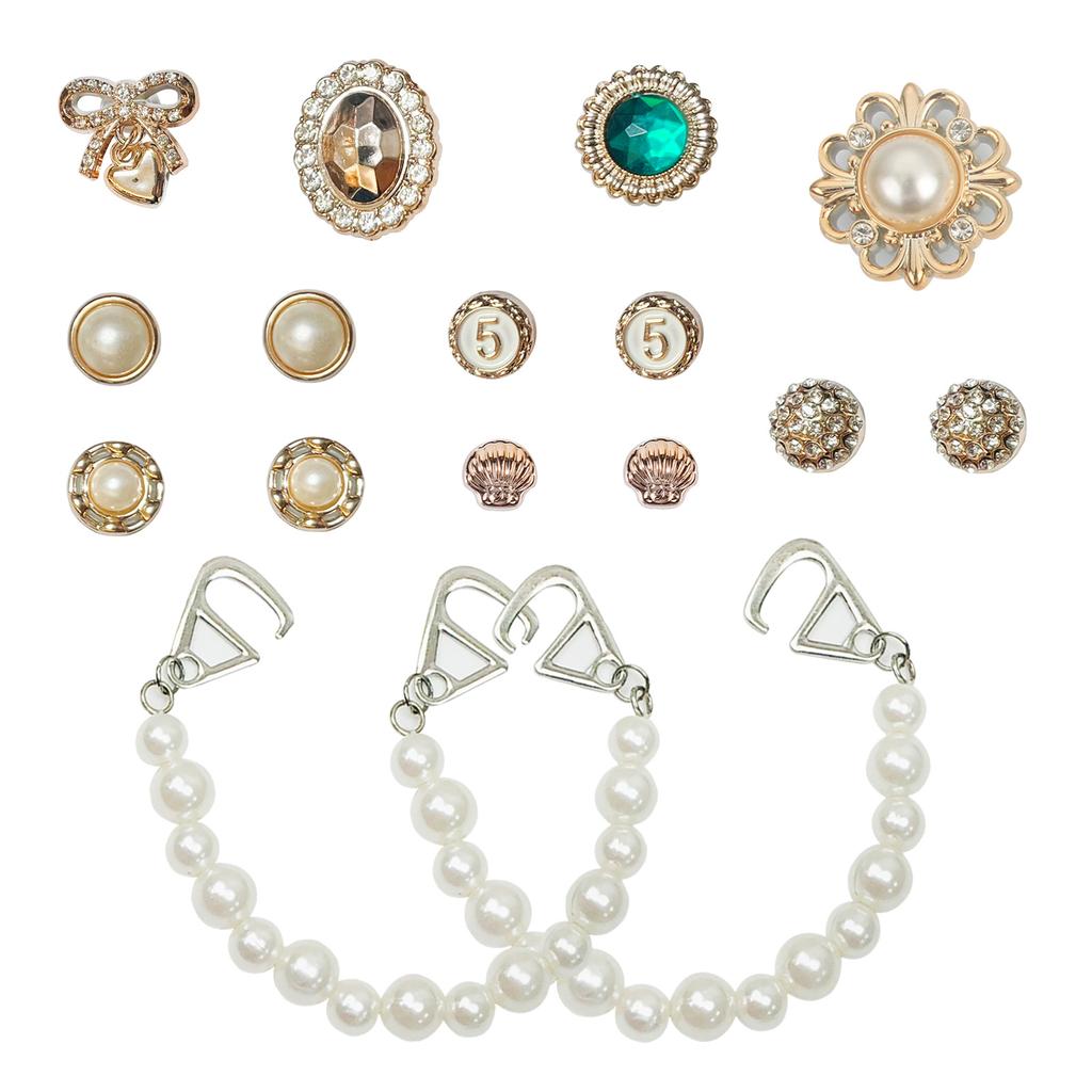 Shoe Charms DIY Diamond Pearl Chain Gemstone Decoration Buckle Shoe Charm Accessories Kids Party Girls Gift