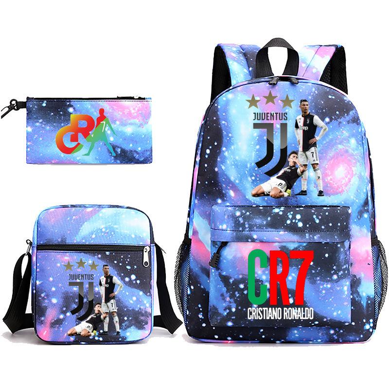Mochila escolar de gran capacidad con correa para el hombro; set de tres piezas para estuche de lápices de estudiante