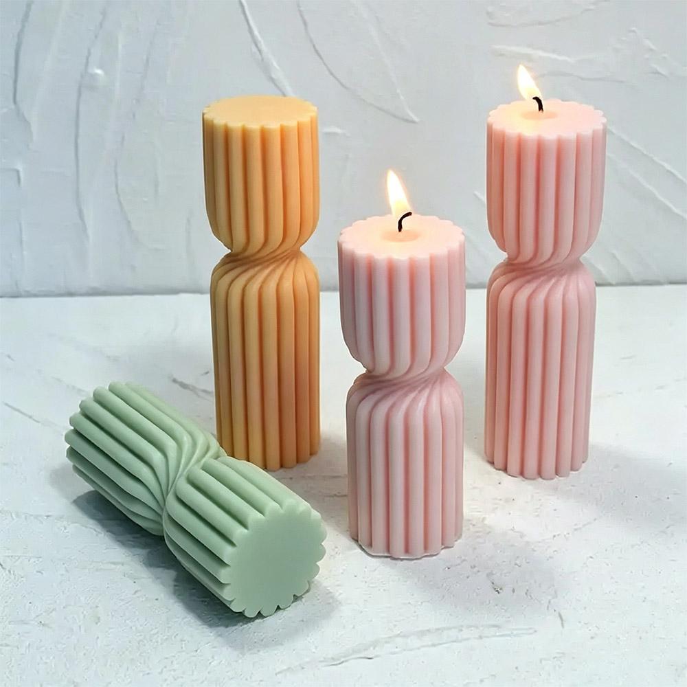 Pinstripe Pillar Candle Mould Silicone Columnar Mold Stripe Cylindrical Candle Mold Candle Making