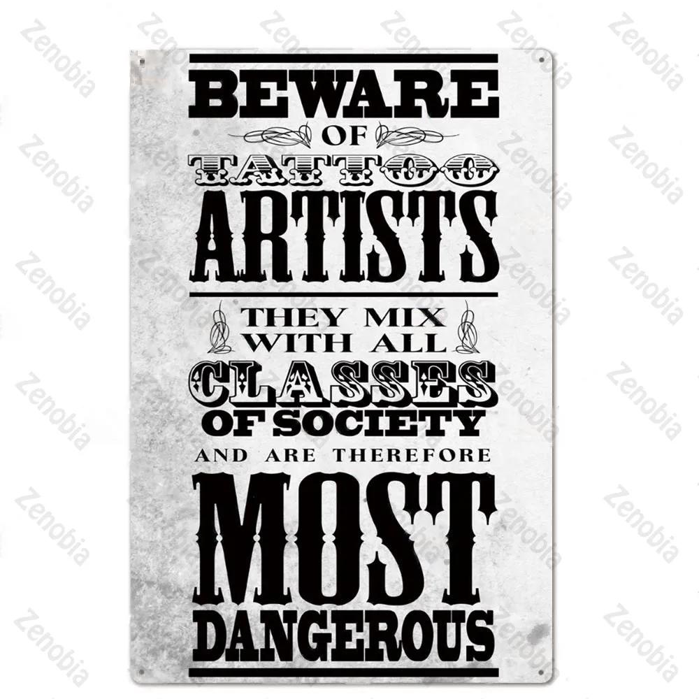 Affiche Métal Tatouage Plaque Métal Décor Boutique de Tatouage Plaque Décorative en Fer Décoration Murale Plaque en Étain Shabby Chic