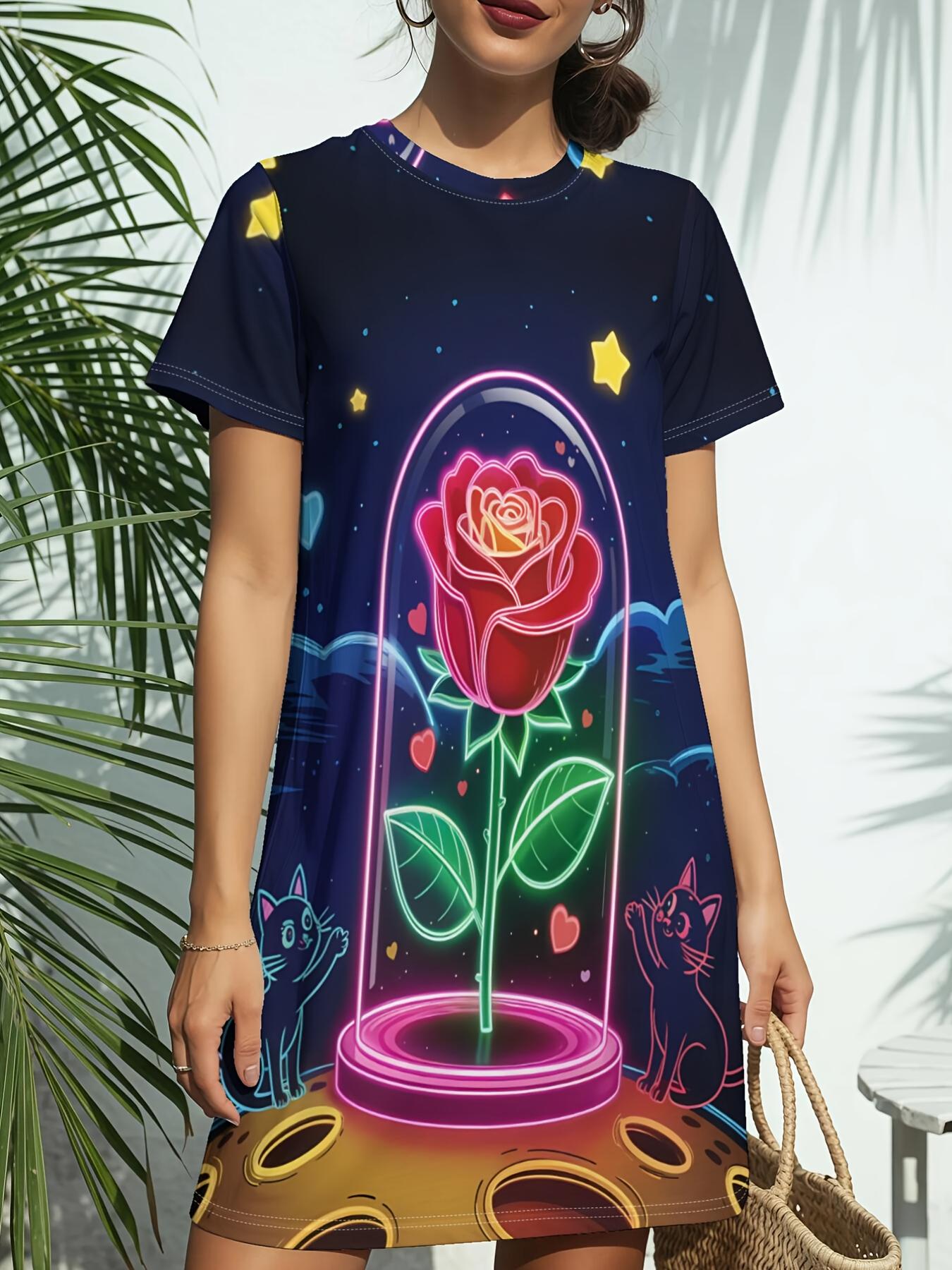 

Women S New Crew Neck Short Sleeve T-Shirt Dress. American Trend Digital Print. Casual ; Versatile for Spring And Summer. Elegant And Chic WomenS Dr S дубильная кора