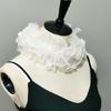Women Organza Layering Ruffled False Collar Ribbon Tie Detachable Chokers Shawl