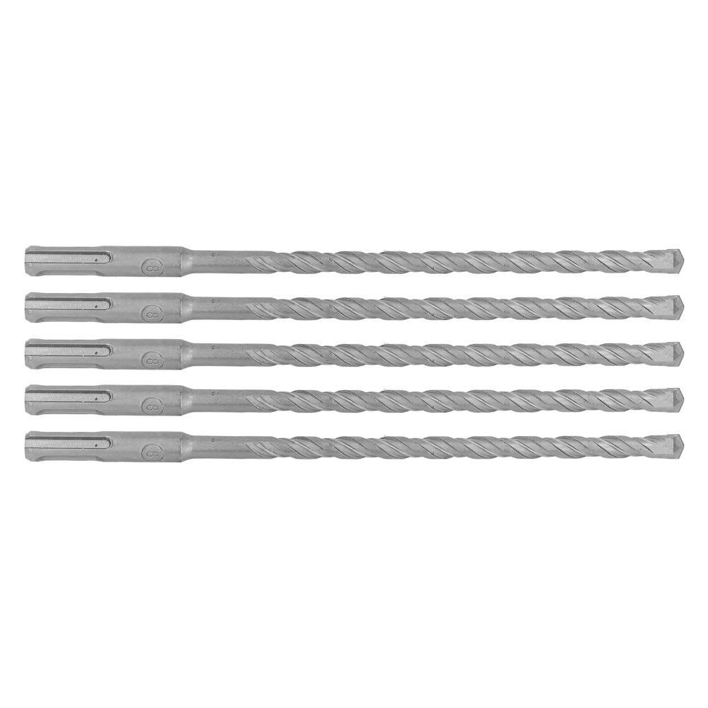 5pcs Carbide Tip Rotary Hammer Bit Double Flute Spiral Concrete Drill Bit Kit  For Concrete