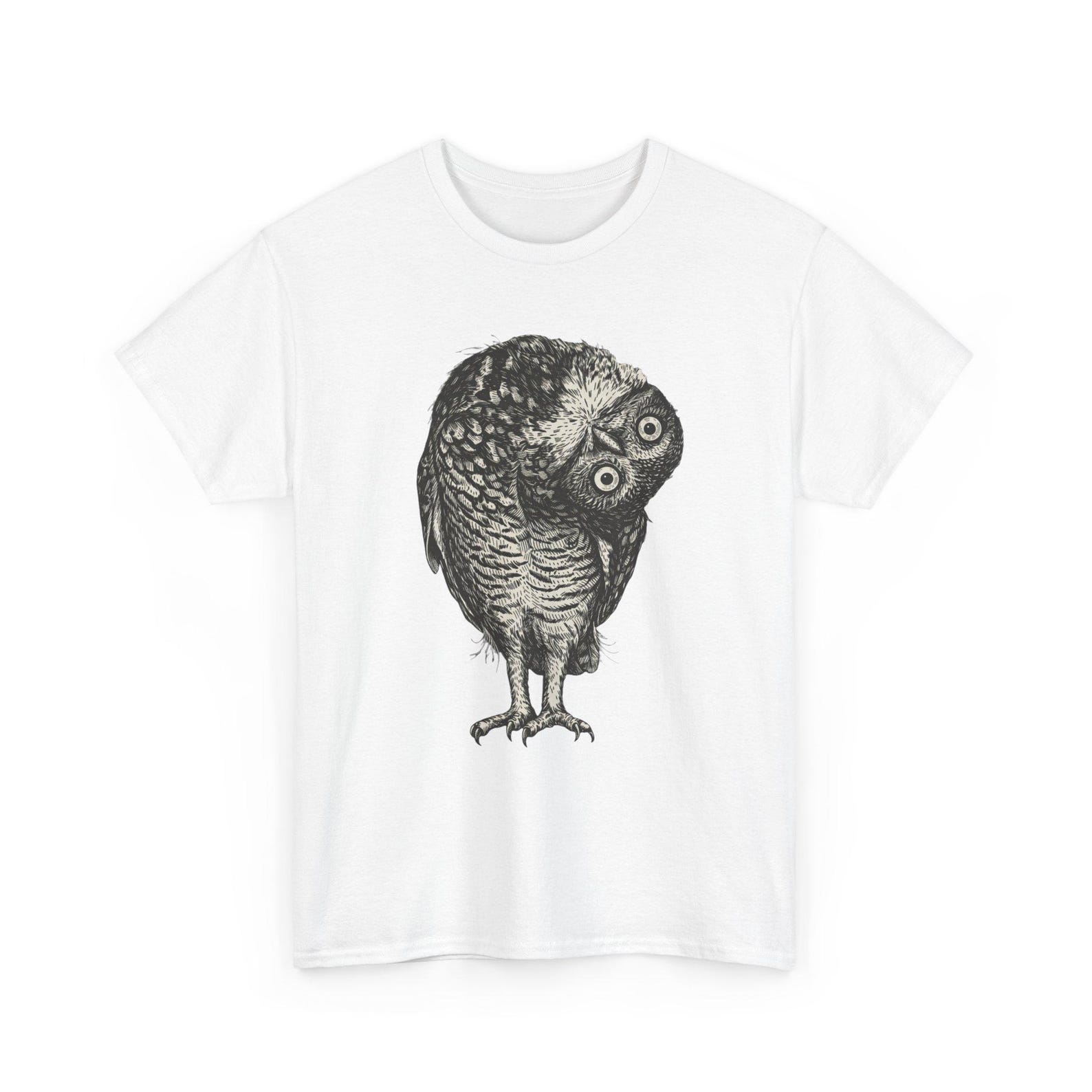 Linocut Owl T Shirt Dark Academia Folk Art Bird Graphic Tee Vintage Style Owl Shirt 4XL