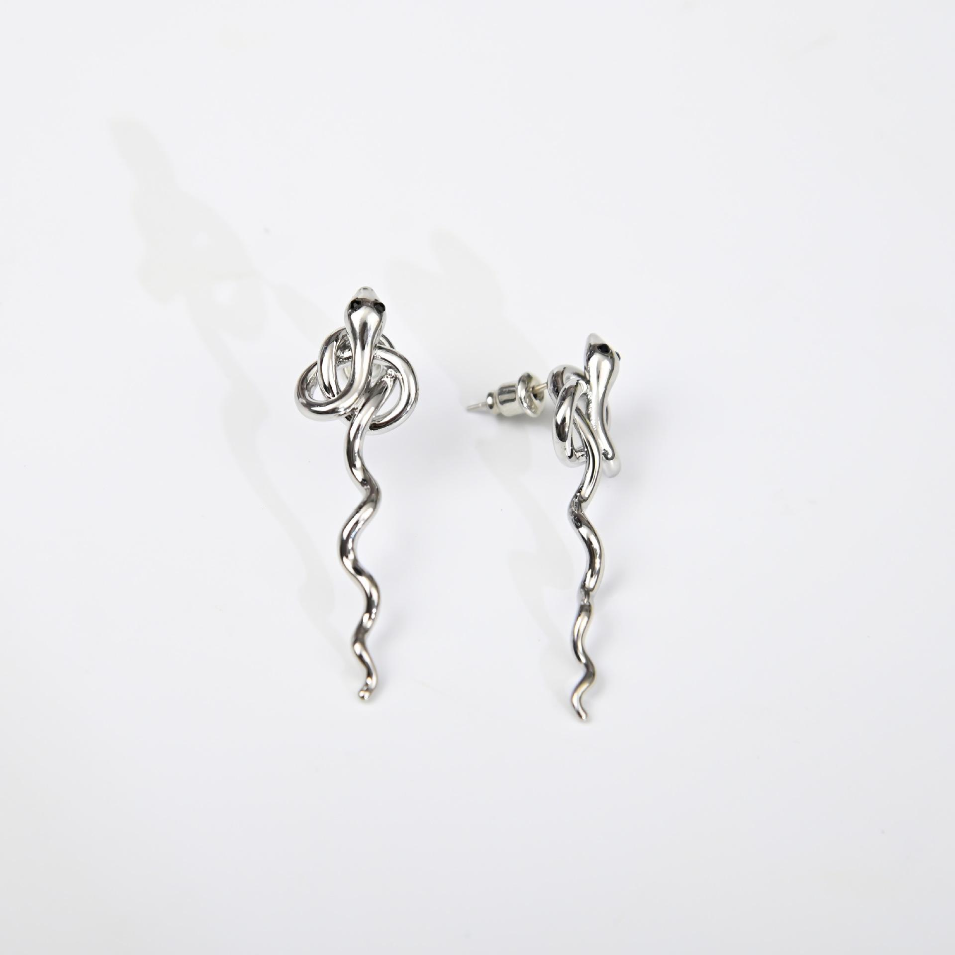 

Ouroboros Snake Knot Earrings 925 Silver - Openwork Vintage Minimalist Luxury