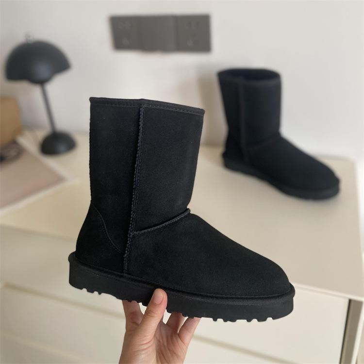 Sangpo snow boots women's fur integrated classic long tube piled thickened real wool warm cotton shoes men's winter shoes