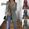 Suit Jacket Women Coat Lapel Long Sleeve Open Front Solid Color Big Pockets Commuting Style Casual Business Outwear Breathable
