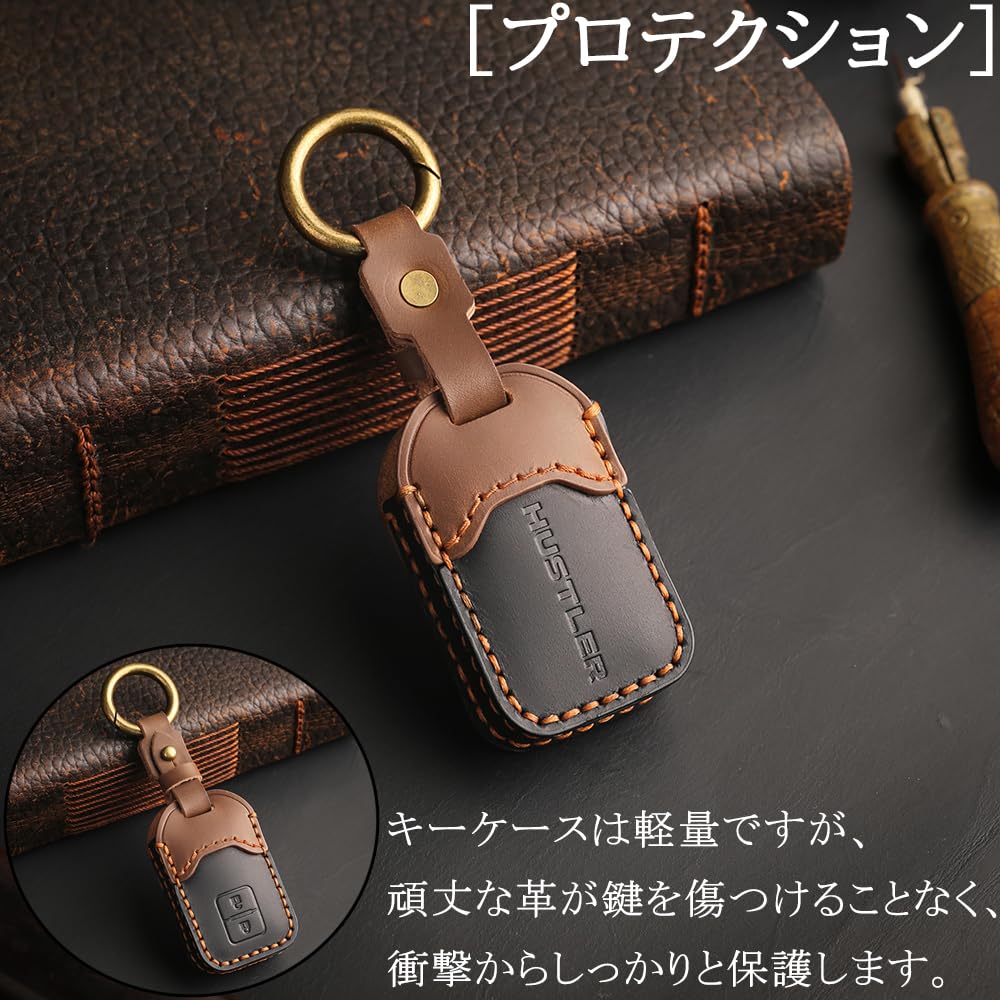 KOKATO Smart Key Key and Key Cover for Suzuki Hustler MR02 Series 2020 Leather with Stain and Scratch No Radio Dress Case, Holder, (MR52S, MR92S)
