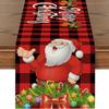 Christmas Table Runner Santa Tree Print 2026 New Year Party Festive Dining Table Decor Xmas Tablecloth