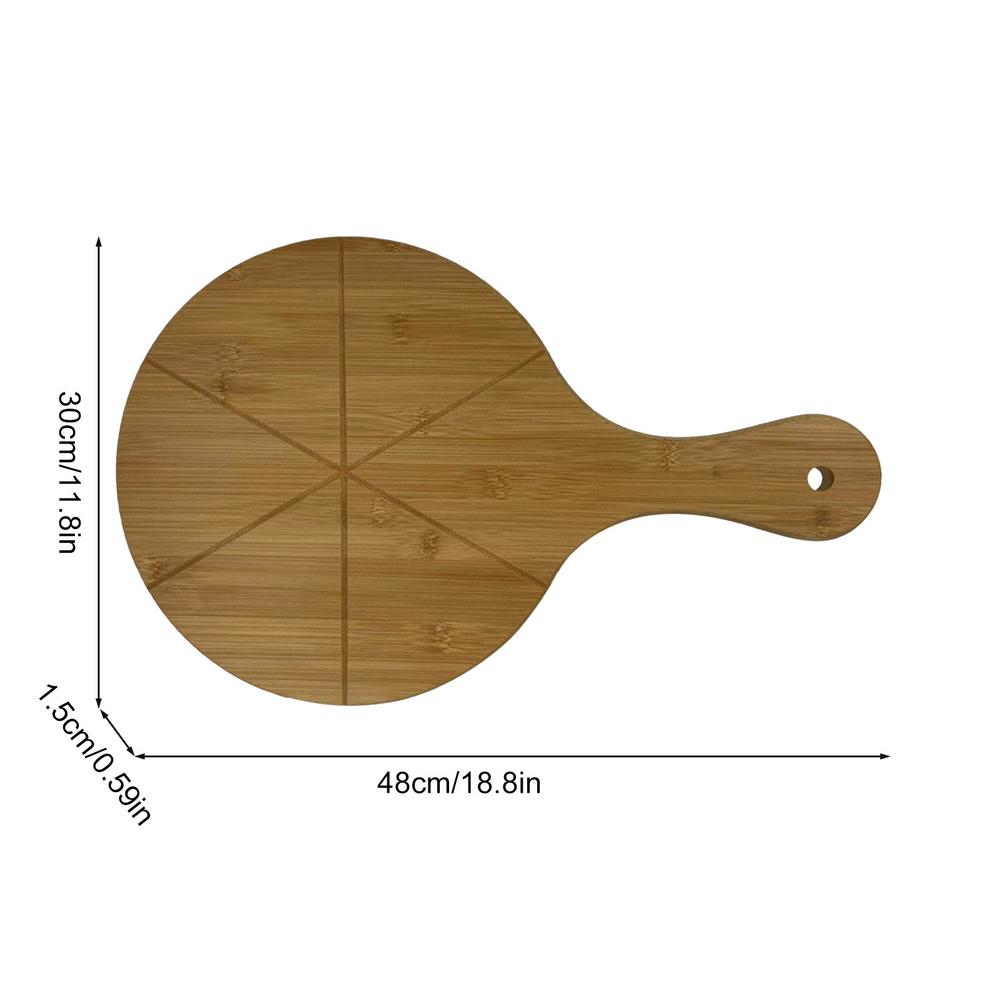 Pizza Cutting Board Wooden Round Kitchen Gadget With Handle Pizza Serving Board With Cutting Guide For Transferring Serving