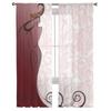 Silhouette Slender Woman In A Long Dress And Hat Floral Chiffon Sheer Curtains Living Room Bedroom Window Voiles Tulle Curtain