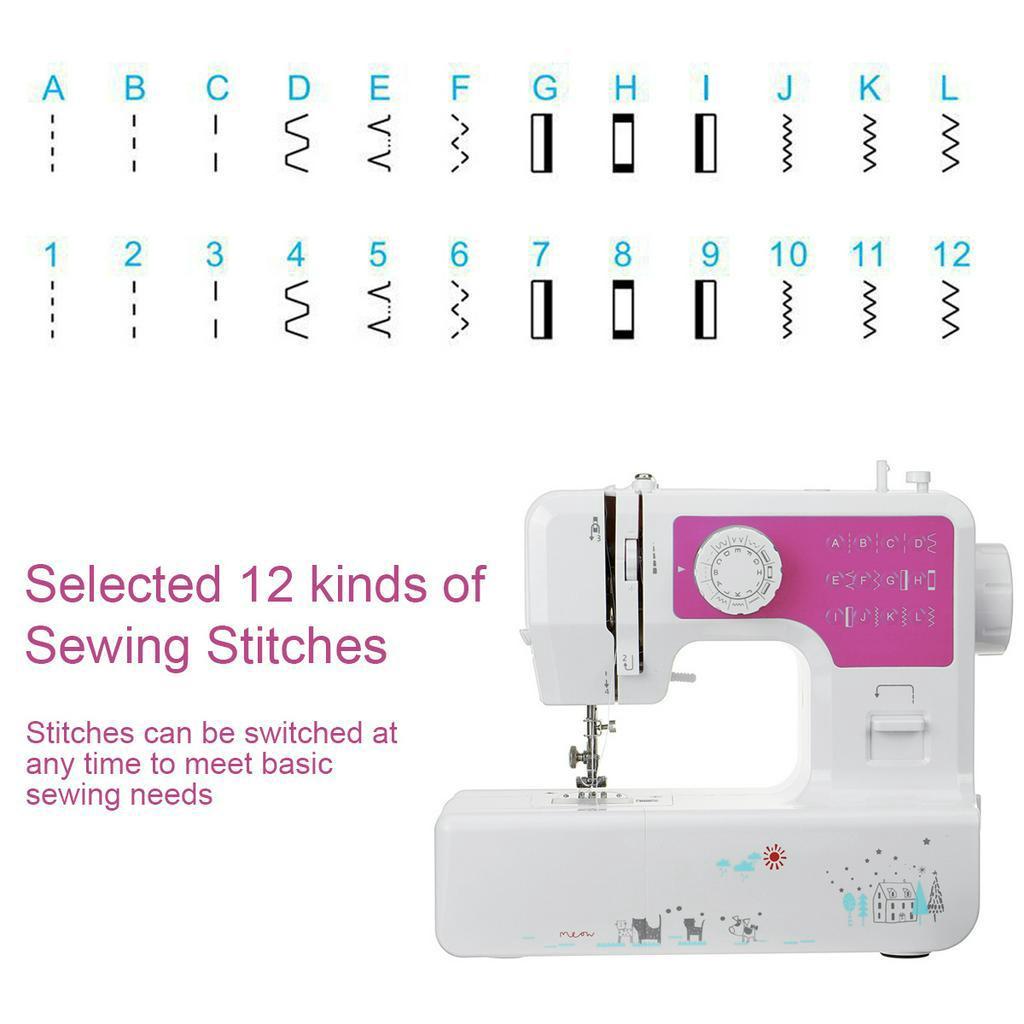 DIY 12 Stitches 11.61''x5.11''x10.03'' Household Tailor Clothes Mini Desktop Electric Sewing Machine