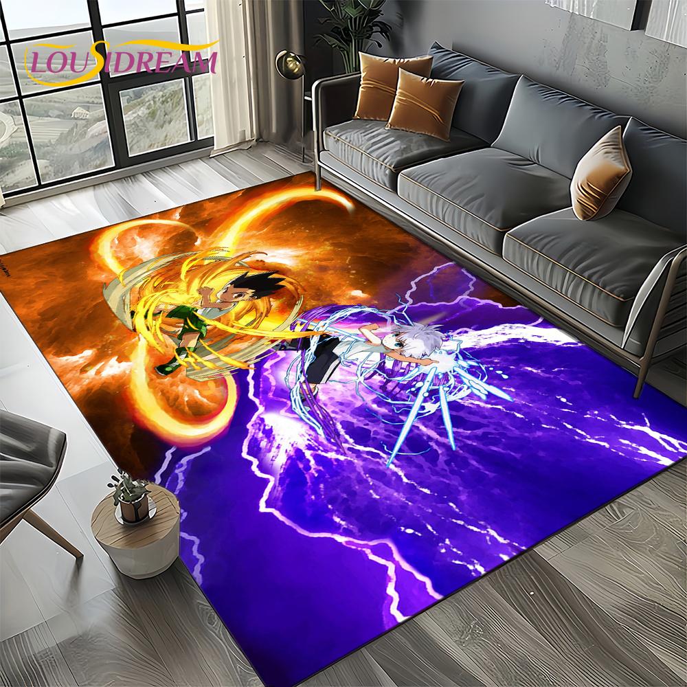 Alfombra HxH Anime Hunter×Hunter Dibujos Animados para Dormitorio Sala de Estar Decoración de Sofá del Hogar, Alfombrilla Grande Decorativa Infantil Regalo