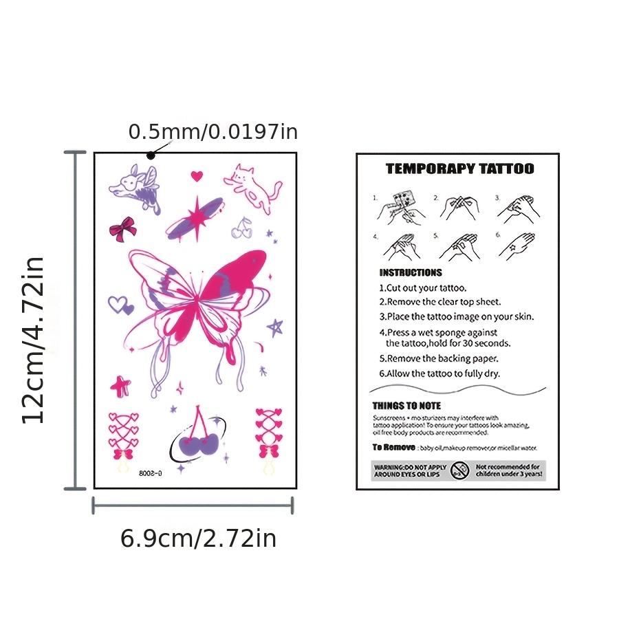 Tattoo Stickers Music Festival Butterfly Girl Y2K Party Favor Decor Supplies temporary tattoo Sweet Cool Style 5 Sheets