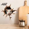 Creative Home Wall Decorations Peeking Mouse Sticker, 3D Broken Hole Effect Decals, Funny Glass Decals Window Stickers, Removable PVC Art for Bedroom