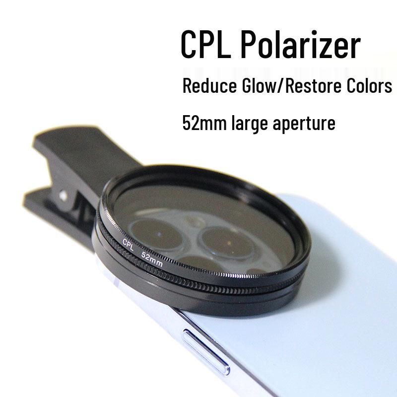 52mm & 67mm Mobile Phone CPL ND Polarizer Filters for Reflection-Free Live Streaming & Photography cpl single lens [52mm]