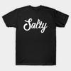 Asian Size Men Black Print T-shirt Salty Typography Design No-Cut Print Cotton Tshirt