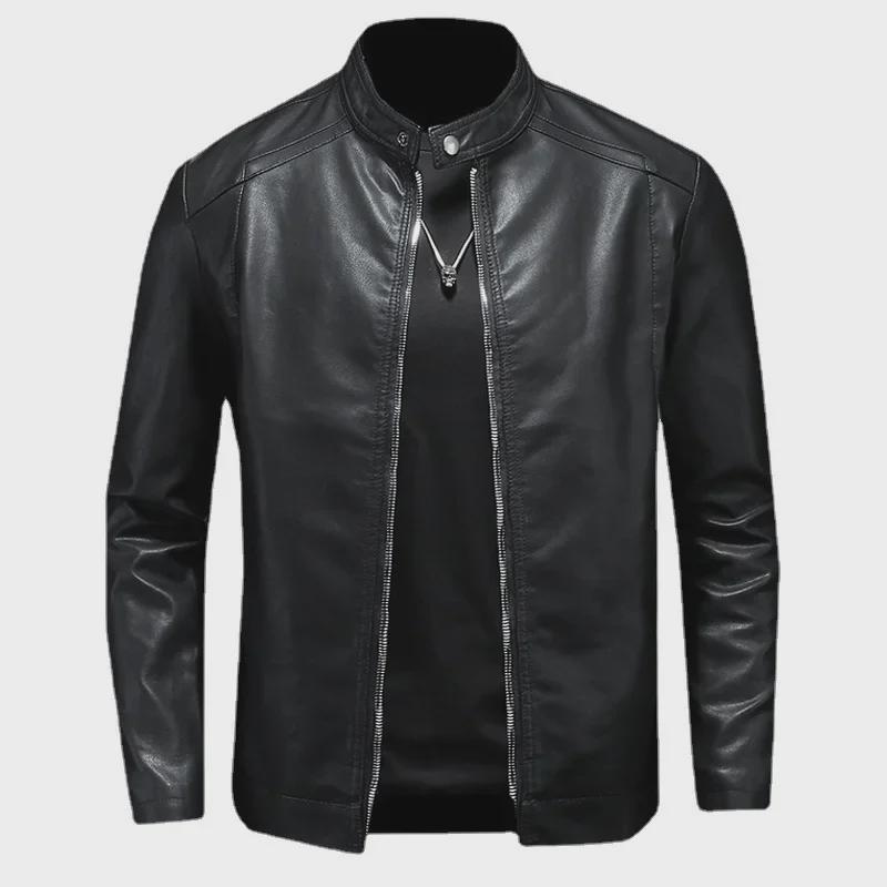 Men's Leather Motorcycle Jacket: Autumn/Winter Casual, Available in Plus Velvet and Thin Styles