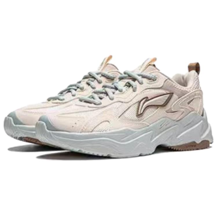 New LiNing Meteor Cushioning Anti Slip And Wear Resistant Support Low Top Casual Shoes Women's Gray Pink AGCU122-3