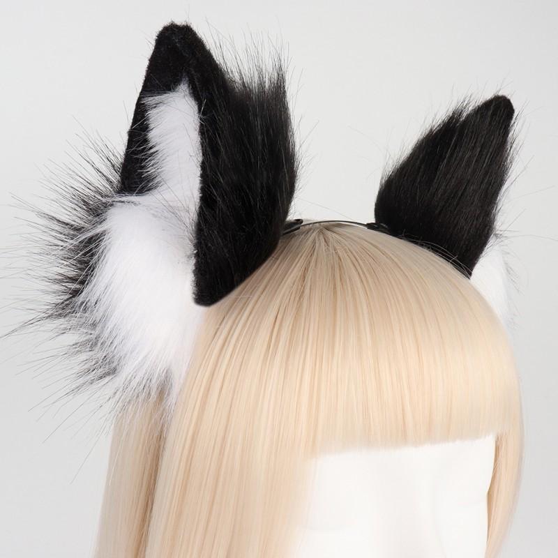 Handmade Plush Wolf Ear Headband Cosplay Accessory Anime Costume Unisex Animal Ears Hairband