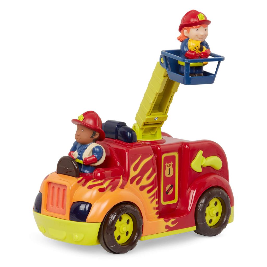 B.. Spielzeug Feuerwehrwagen mit 2 Feuerwehrmannfiguren, Feuerwehrauto mit Sound & Licht, Spielzeugauto, Nutzfahrzeug, Einsatzfahrzeug, Rollenspiel, Alter 1,5
