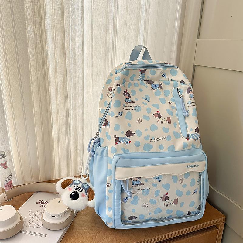 Schoolbag Lightweight Casual Backpack Cow Pattern Simple Going Out Cartoon Dog School Bag Female Student Cute Large Capacity Backpack